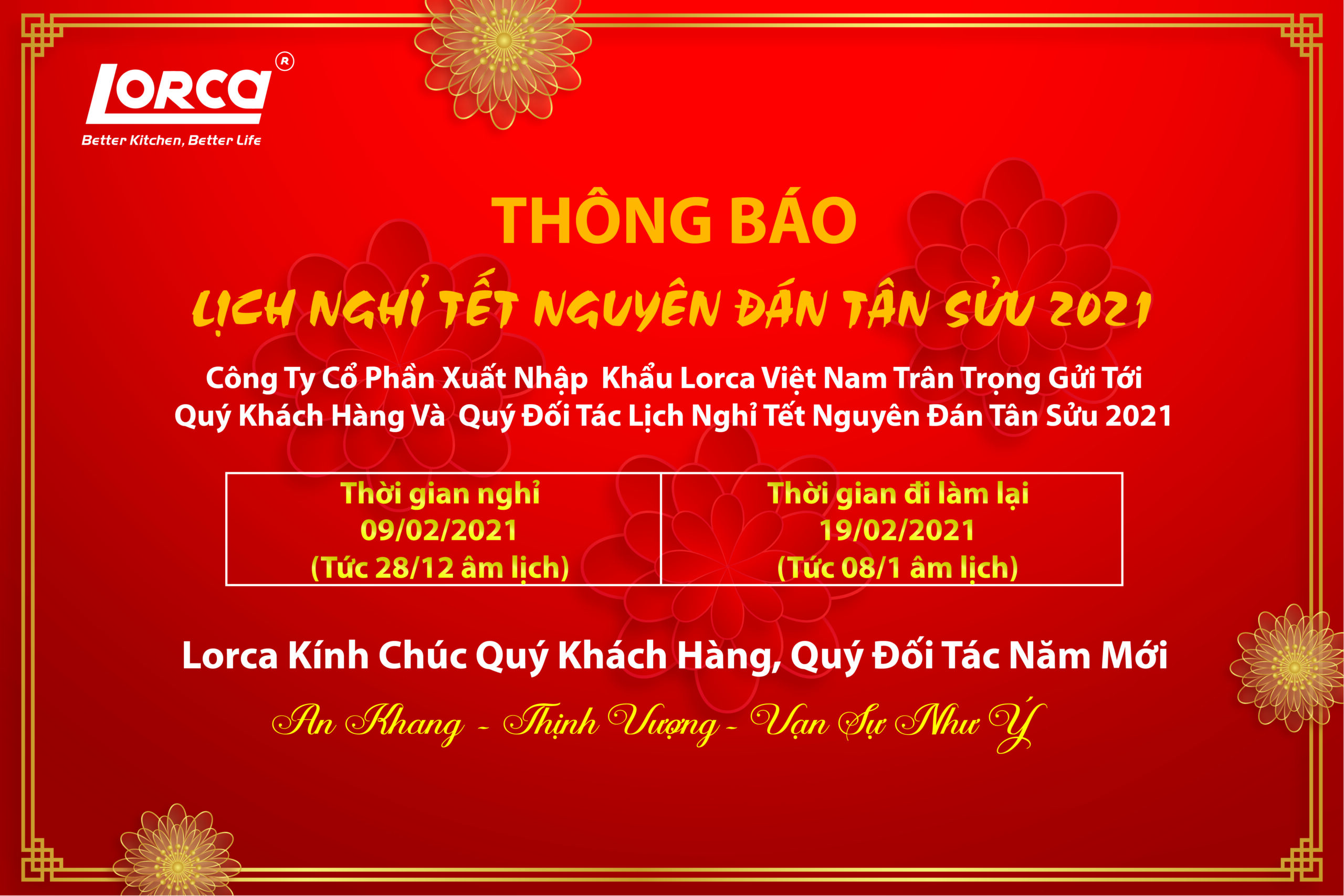 Thông Báo Lịch Nghỉ Tết Nguyên Đán Tân Sửu 2021